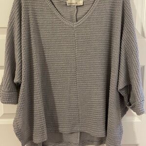Zenana Gray Waffle Knit Women's Sweater